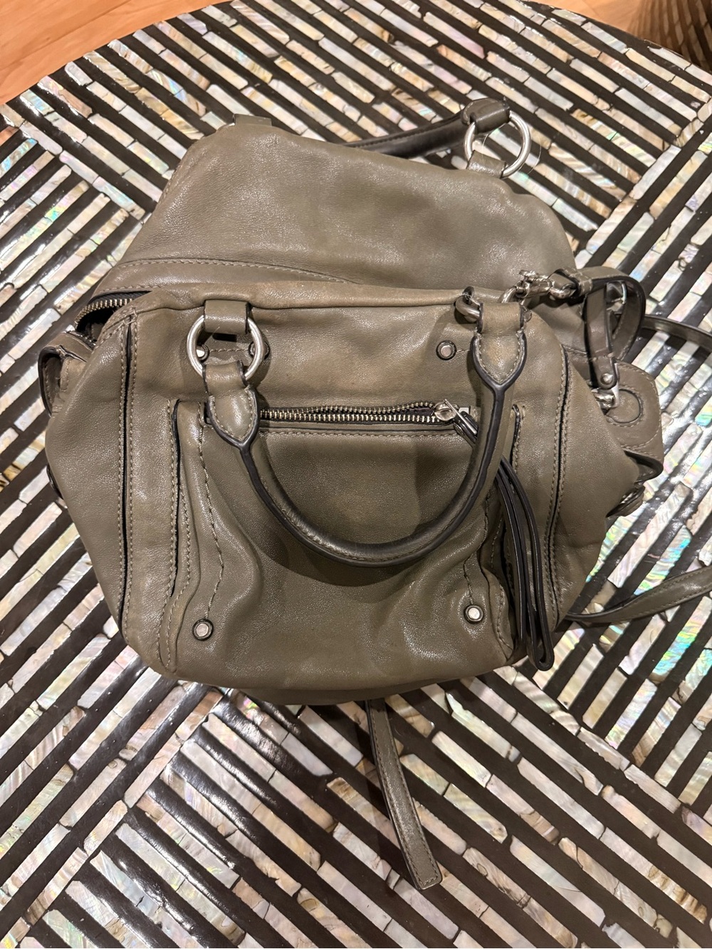 Marc by Marc Jacobs Olive Taupe Leather Interior with Branded Tag